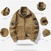Męskie kurtki wojskowe haft haftowy bawełniany płaszcz stojak na zamek błyskawiczny obroża Ożyw Dworywna armia bombowca taktyka mężczyzn 211224