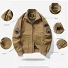 Vestes militaires pilotes masculines Broderie de coton Colon Stand Collar Zipper Diswear Oversize Casual Army Bomber Tactics Men 211224