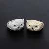 Iced Out Owl Gold Ring Fashion Silver Mens Stones Rings Hip Hop Jewelry