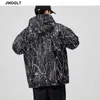 Höst Harajuku Mäns Zipper Hoody Bomber Jacka Man Casual StreetWear Loose Graffiti Printed Coats 4XL 5XL 210528