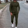 Erkek Eşofmanları 2 Parça Setleri Eşofman Erkekler Sonbahar Fermuar Kazak + İpli Pantolon Erkek Uzun Kollu Slim Fit Jogger Koşu Spor Giyim