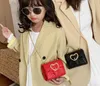 Girls Metal Letter HandBag Kids Love Heart Quilted Chain Bags Lady Style Children PU Leather Single Shoulder Bag Hf5545