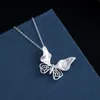 S925 Sterling Silver Retro style chinois collier pendentif papillon femme antique Hanfu Summer New Jewelry Accessoires de mode