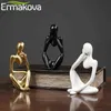 ERMAKOVA Thinker Statue Abstract Resin Sculpture Mini Art Decorative Desk Figurine Figures Office Bookshelf Home Decor 211105