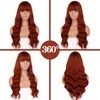 24 tum långa våg peruker med lugg 18 färger tillgängliga syntetiska hår Högtemperatur Fiber Syntetisk peruk för WomenFactory Direct