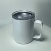 12oz sublimatie koffiemok met handvat isolatie waterflessen roestvrij staal tuimelaar afdichting deksel drinkbakken A02