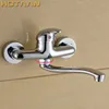 Mässing Chrome Kranar för kökshandfat Tap Dual Hole Wall Mixer kran Torneira Cozinha YT6033 210724