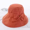 2021 nouveau chapeau de pêcheur arc couleur unie été coréen grand bord chapeau de soleil Anti UV loisirs de plein air casquette de plage G220301