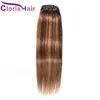 Clip 4/27 coloré dans les extensions de cheveux humains ombres droits vierge cru indien Brown miel blonde Blonde Clips naturels sur tissage 8pcs 120g / set