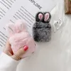 Ears de coelho engraçado Capa de Proteção de Peles Furry para Apple iPhone Airpods 1 2 3 Ar Pods Pro carregando casos de choque capa protetora