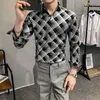 Chemises à carreaux de mode hommes printemps manches longues chemise décontractée homme d'affaires robe formelle fête sociale chemisier streetwear vêtements 210527