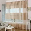 Curtain & Drapes Modern Solid Striped Tulle Curtains For Living Room Window Luxury Semi Sheer Bedroom Treatments Voile Fabric