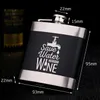 Lazer İngilizce Mektubu Hip Flask 6 oz Siyah Paslanmaz Çelik Kalça Şişesi Metal Likör Şişe Kare Viski Flagon Alkol Şişeleri Hediye XVT0820