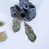 Mode Böhmen Ethnische Blau Strass Pfau Augentropfen Ohrringe für Frauen Vintage Baumeln Ohrringe Schmuck Zubehör