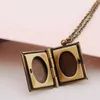 1pc Fashion Carved Vintage Book Locket Necklace Secret Hiding Place Photo Locket Necklace Book Box Photo Locket Pendant Necklace G1206