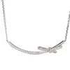 women necklace S925 silver Bow Necklace with 18K Gold Plated collar bone chain34852252491