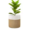 Rustiek geweven touw bloempot indoor planten container wasserij picknick speelgoed opbergmand Woondecoratie 2 maten 210712