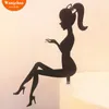 Black Acrylic Cake Topper Silhouette Girl Princess Wedding Bride and Groom Decorations Dessert Cupcake Topper Party Supplies Y200618