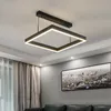 Lampadario moderno e minimalista a led per soggiorno, design quadrato nero, illuminazione domestica di qualità, sala da pranzo, camera da letto, sala luminosa