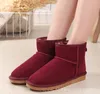 Women's Classic snow Boots Australian thick leather Classic Knee Tall Winter Boots men Bailey Bow Ankle Bowtie boots Shoes red