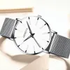 2021 Moda minimalista Moda Ultra Thin Watches Men simples Negócios de aço inoxidável Malha de cinta quartzo relógio Relogio Masculino314D