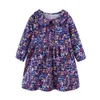 Mudkingdom Girls Dress Autumn Clothes Long Sleeves Floral Children's Peter Pan Collar Dresses Kids Clothing 210615