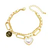 Earrings & Necklace Jewelry Set For Women Simple Pearl Pendant Double Bracelet Titanium Steel Heart-shaped Snake Bone Chain Fashion Stre22