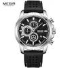 MEGIR Army Sports Quartz Watches Men Chronograph Silicone Strap Wristwatch Luxury Top Brand Relogios Mascuoino Clock 2101 Silver X0625