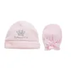 Baby Girls Boys Rompers Royal Crown Clothing Sets with Cap Gloves Infant Newborn One-Pieces Footies Overall Pajamas Velour 210309