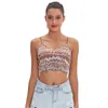 Bohemian Modal Spandex Summer Femme Crop Top Imprimé Sans bretelles Débardeur à col en V pour la plage Plus Taille M30159 210526