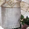 American Country Style solide coton lin épissure Beige Crochet dentelle bord café rideau multi-fonction décoratif court rideau 210913