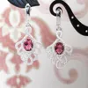 Boucles d'oreilles collier 2021 Rose zircone fleur conception pour les femmes 925 bijoux en argent Sterling ensembles pendentif anneau