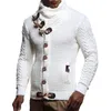 Mannen Sweaters Turtleneck Kabel Knit Button Down Vesten Chunky Chunky Casual Fall Winter Jassen Jassen