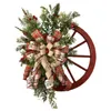 Decorative Flowers & Wreaths Xmas Wreath Universal Charming Wood Farmhouse Wagon Wheel Wooden Christmas For Winter Artificial Garlands Decor