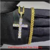 Shining Diamond Stone Cross Pendants Halsband smycken Platinum Platerade män Kvinnor Älskare Gift Par Religiösa smycken Hnakt Davor191b