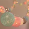 Strängar LED Cotton Ball Garland Lights String Jul Xmas Outdoor Holiday Wedding Party Baby Bed Fairy Decorations Stringsled