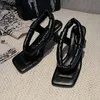 Kcenid 2021 Nieuwe zomer sandalen vrouwen sexy hiel vierkant teen trendel sandalen vrouw mode hoogwaardige pu heel dames schoenen