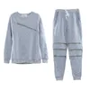 Hoodies Sweatpants Women's Sets Casual 2 Pieces Women's Clothing 2021 Spring Tracksuits Sportswear Female Pullovers Zipper Hole Y0702