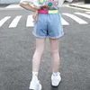 Fashion Girls High Waist Denim Shorts with Belt Baby Girls Jeans Shorts Summer Cute Kids Clothes for Teenagers 13-4 Years 210303