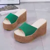 Kvinnors Sandaler Tofflor Damer Utomhus Flip Flops Open Toe Party Weave Platform Green Tofflor Sommar Sandaler för kvinnor 2022 Y220221