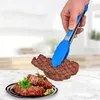 Silikon Lebensmittel Tong Edelstahl Küche Kochen Salat Brot Servierzange Anti-rutsch Kochen Clip Clamp BBQ Werkzeuge Grill Zubehör JY0488