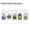 Sublimation Blank Keychain Favor Concave Photo Frame Custom LOGO Keyring Xmas Tree Hanging Pendant Festival Party Gift