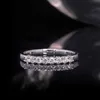 AEAW 14K Vitt guld 0 25CTW 2mm DF Round Cut Engagementwedding Topaz Moissanite Lab Grown Diamond Band Ring for Women237V
