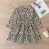 Wholesale leopard print back to school kids daily clothes long sleeve fashion little girls dresses
