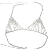 Damen Schlichter Sexy Körperschmuck Kette Bikini Crytal Dessous BH und Tanga Süßes Kupfer Romantisches Geometrisches Unterwäscheset