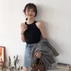 Summer Women Slim Knitting Halter Camisole Tops Female Knitted Tanks Sleeveless Basic Solid T shirts Streetwear 210308