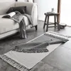 Cinza algodão e linho tassel tapete tapete nórdico bedside mat tapete mão knotted tapete simples móveis tampa 210301