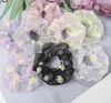 Nya Kvinnor Elastiska Kawaii Mesh Hårband Tie Tuggum Flickor Skriv ut Floral Lace Scrunchie Ponytail Transparent Tulle Hår Tillbehör Eppacket