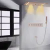 Sistema de ducha de bañera termostática marrón 700x380 mm LED Baño Hydro Jet Massage Head con spray de mano