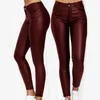 Damskie spodnie Capris Fashion Pure Color Leather Casual Małe Stopy Kobiety Ciepłe spodnie Sexy Tight-Dopasowane damy Rozciągnij High-Paist